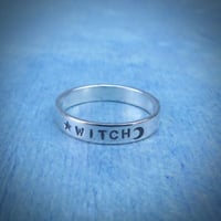 Image 1 of WITCH Silver Stacking Ring With 5 Point Star And Moon. Sterling 925