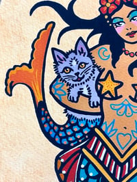 Image 5 of Traditional Tattoo Mermaid and Mercat Art Print