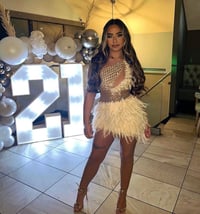 Image 2 of Pearl Embellished Roxy with cream or nude feather