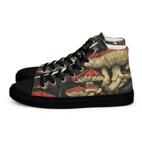 Image 1 of Dark Cottagecore Goth Inspired Vibrant Mushroom Women’s high top canvas shoes