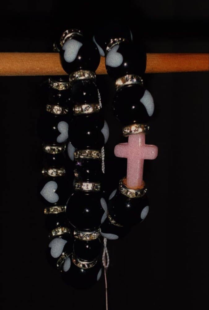 Image of heart beaded bracelet
