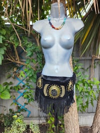Image 2 of Dolly Bum bag suede fringe tassels BLACK and Moroccan Stone