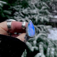 Image 1 of Moonstone Ring with Leaf Band~Sz 8.5/8.75