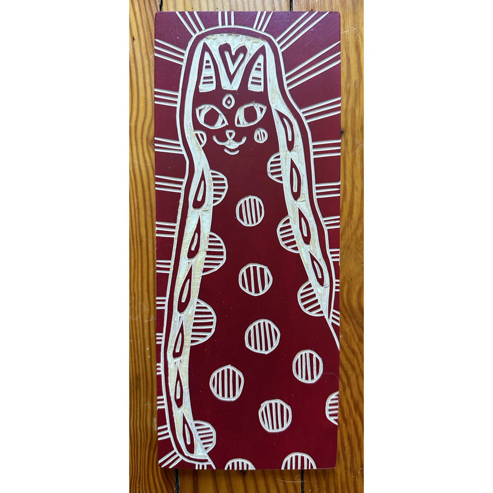 Image of Spotted Cat in Red