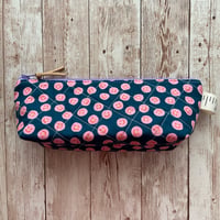 Image 2 of “Navy & Pink Smileys” Small OR Mini Quilted Zipper Bag