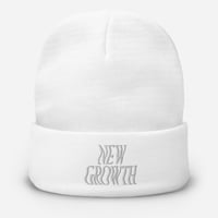 New Growth Embroidered Beanie (White Out)