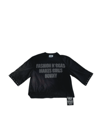 Image 1 of BLACK OVERLY POPSTAR CROPPED TEE