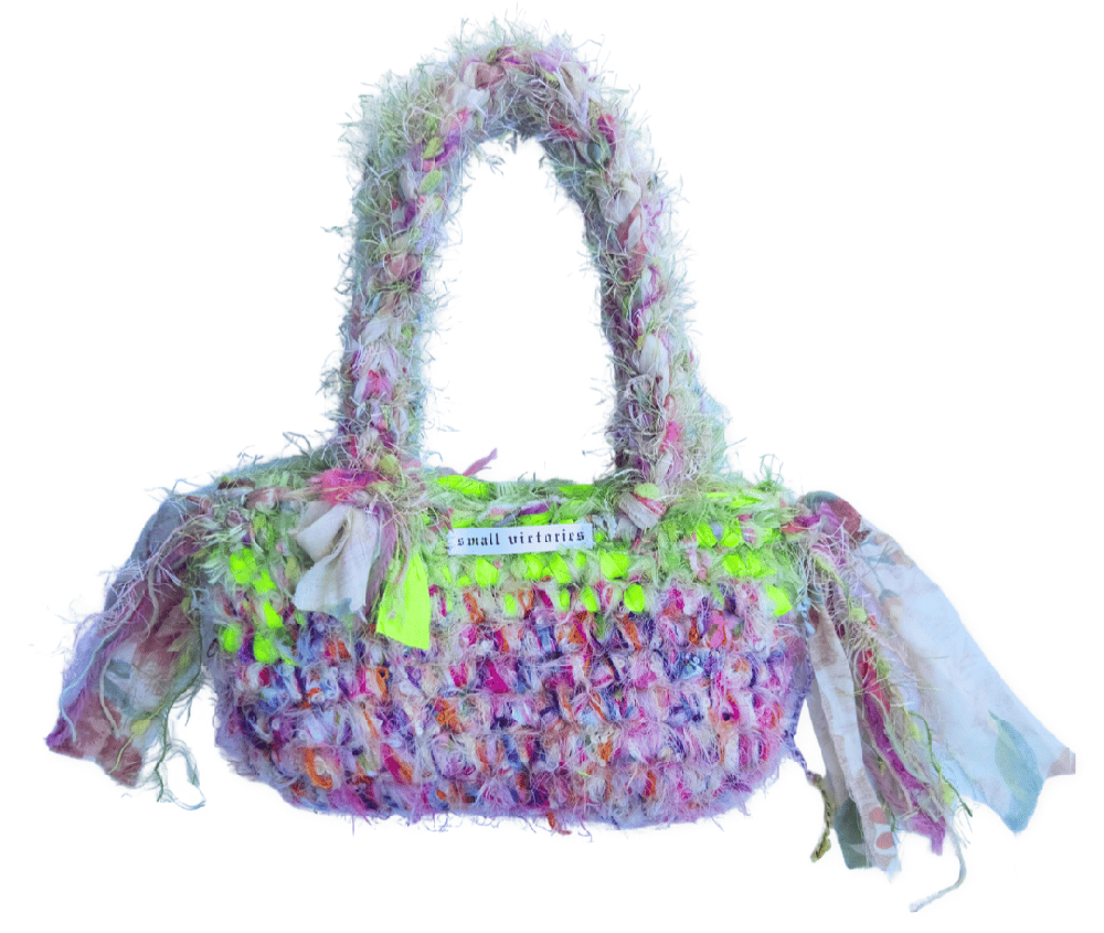 Image of CHAOS - White and multicoloured Art Handbag Recycled Materials