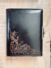 Ancien album photo en cuir, motif de dragon, 1900