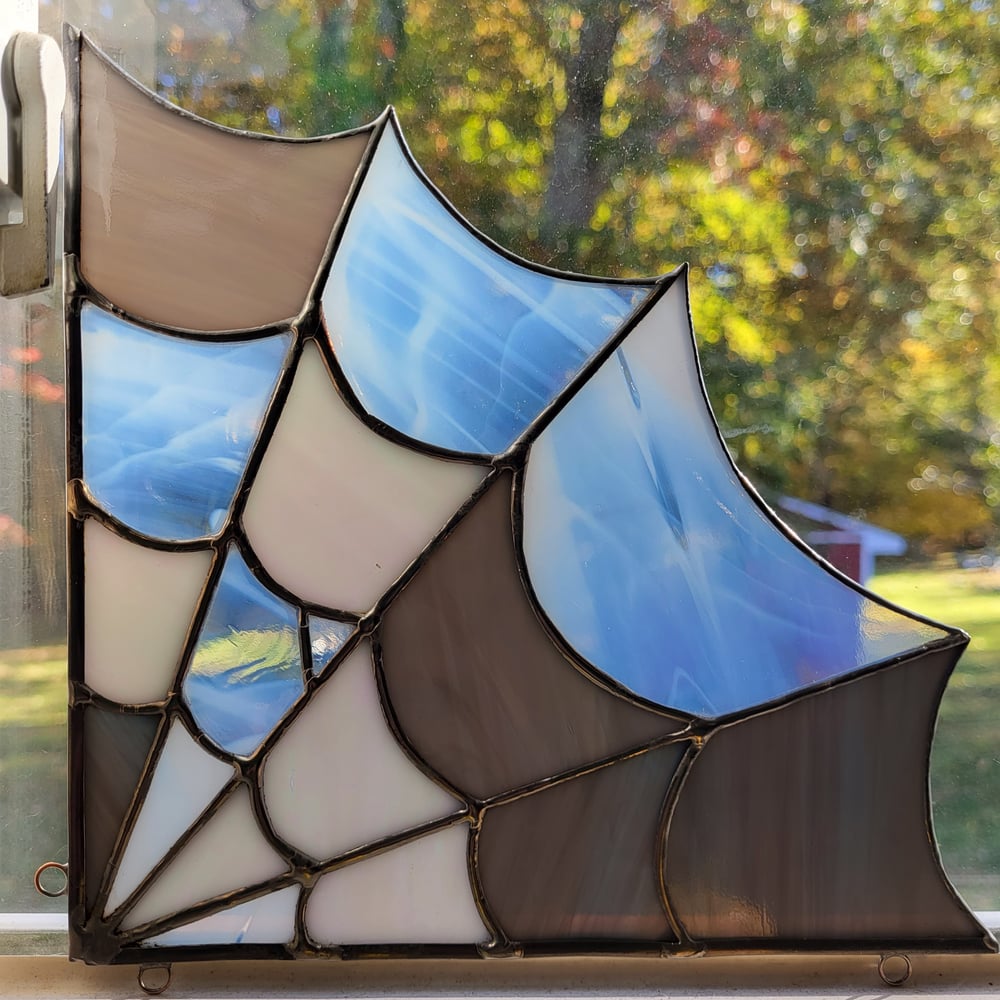 Stained Glass Corner Web Iridescent Version 2