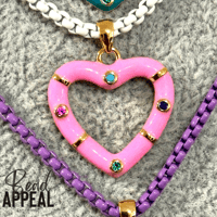 Image 5 of Enamel Box Chaim Necklace w/CZ Enamel Heart Charm