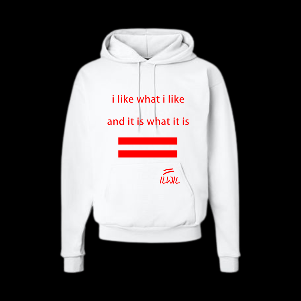 Image of I LIKE WHAT I LIKE HOODIE  WHT/RED