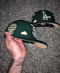 Image 1 of BEIGE BRIM PARTLY CLOUDY PINE GREEN LATTE SD PADRES CUSTOM FITTED CAPl