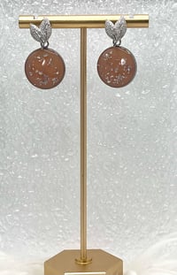 Image 2 of SILVER & PEACH LEAF DANGLES 