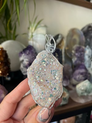 Image of Angel aura geode necklace 