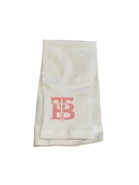 Image 1 of white sleeve with pink combo logo