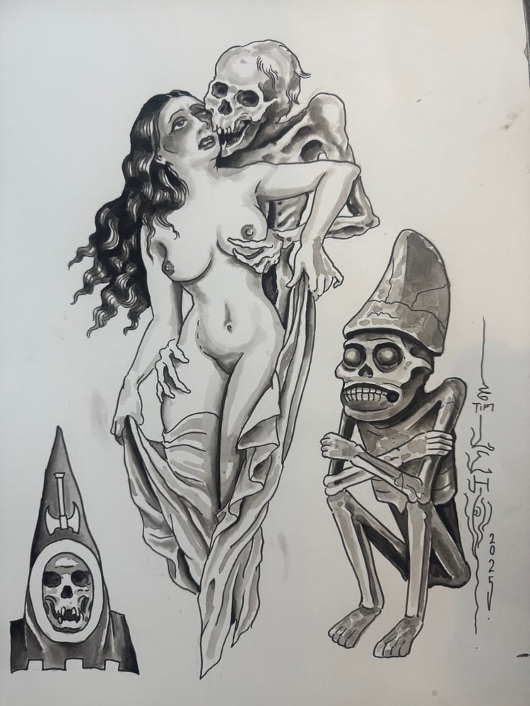 Image of Tim Lehi “Reaper Wolf Book Page #121” Painting