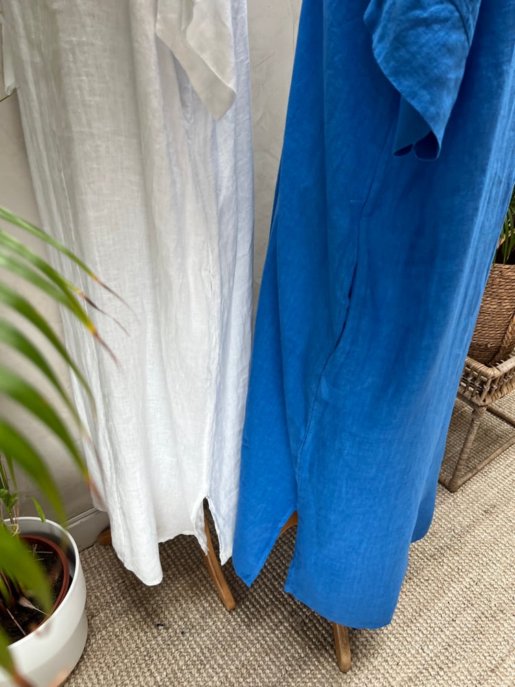 Image of Robe En Lin Diane Bleu Céleste