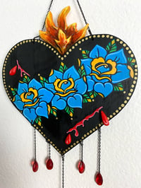 Image 2 of Sacred Heart with Glass Crystals Wall Hanging