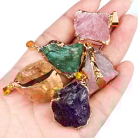 Image 1 of Irregular Shape Natural Stone Crystal Necklaces Pendant Golden Color Original Stone for Ornament Mak