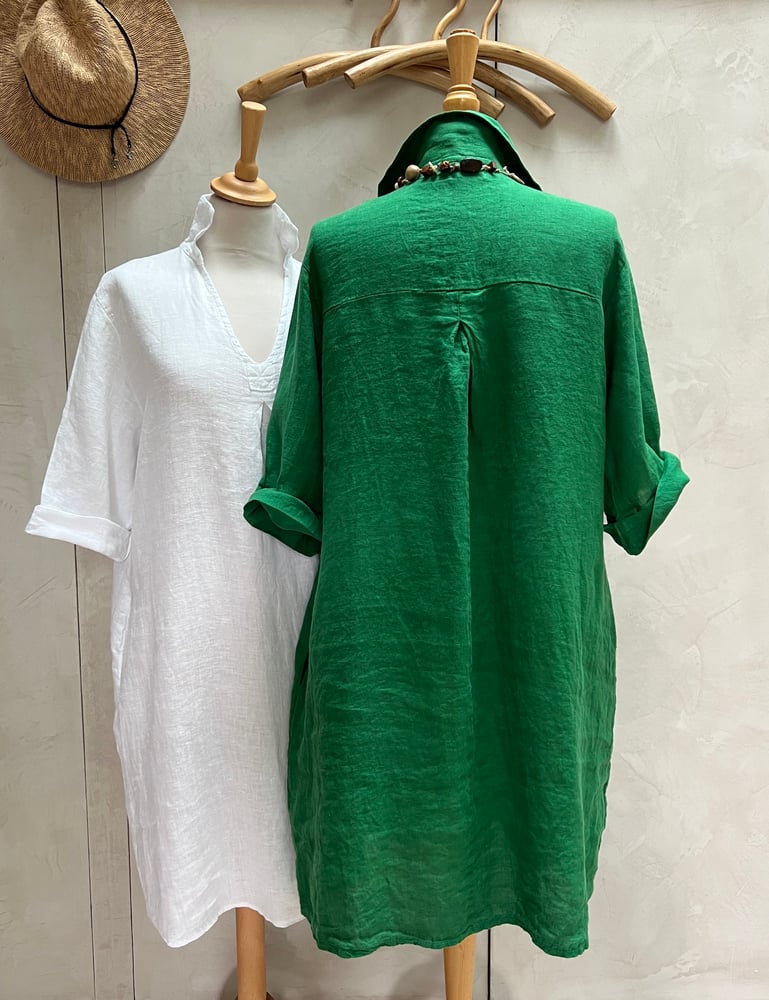 Image of Robe En Lin Daphné Vert 