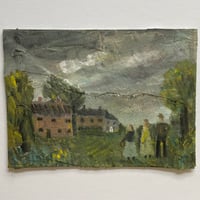 Home before the rain - painting on linen