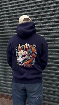 Image 1 of Premium Navy Blue Kitsune Koi V2 Hoodie