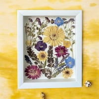 Image 4 of Daisy, Mum, Delphinium, Butterfly Bush, Pansy Wildflower Art 8x10 Shadow Box (202301LS)