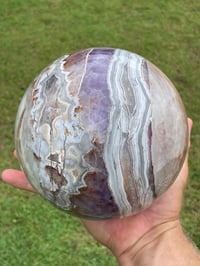 Image 4 of Large Amethyst With Mexican Lace Agate Sphere Statement Piece #449