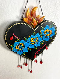 Image 3 of Sacred Heart with Glass Crystals Wall Hanging