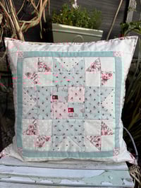 Image 1 of Quilted patchwork summer stars 18” cotton cushion cover
