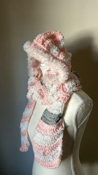 Image 2 of plush hooded scarf