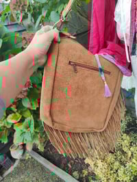 Image 5 of Yellowstone cowboy print suede fringe choc brown and cream