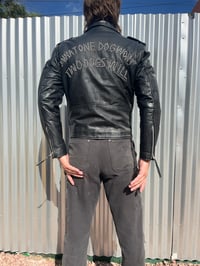 Image 2 of What one dog won’t two dogs will leather jacket 