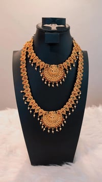 Image 2 of Ravina- Combo Temple Jewelry Necklace Set featuring Goddess Laxmi
