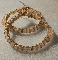 Image 2 of Golden Pearl Rose Statement Hoops