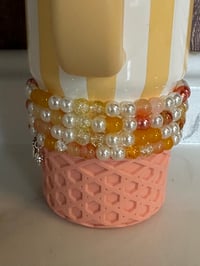 Image 2 of Tropical Fruit Yellow and Cream Tumbler Bracelet Stack
