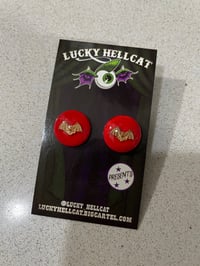 Image 2 of Select Circle or Teardrop Bat Earrings 