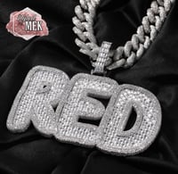 Image 2 of 2023 Custom Large Baguette Name Pendant Iced Out Zircon Letter Necklace