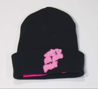 “THANK YOU FOR BEING PATIENT”  BLK & PK SATIN lined beanie