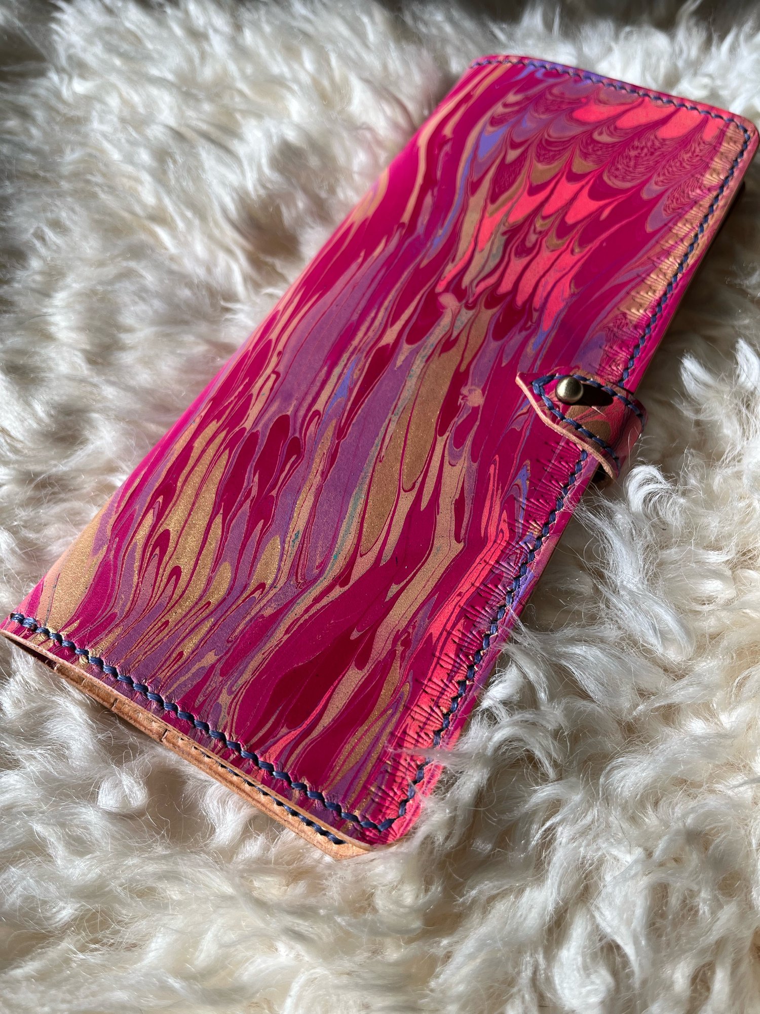 Image of Pink/Gold Marbled Long Wallet