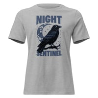 Image 7 of Women's Relaxed T-Shirt, Night Sentinel Raven & Moon Gothic Tee