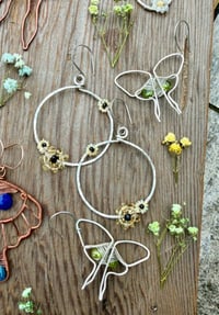 Image 4 of Sterling Woven Luna Moth Earrings with Peridot