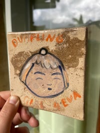 Image 2 of Dumpling Girl 4eva. - Handmade ceramic tile with illustration