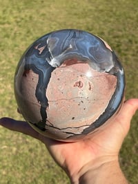 Image 13 of Large Volcano Agate Sphere UV #2112