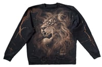 Image 1 of “RAWR” CUSTOM BLEACH PAINTED PULLOVER SWEATER XL