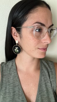 Image 4 of Embroidered Earrings 1 - Red Floral