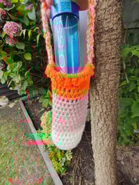 Image 3 of Crochet bottle bag 3 orange beige cream