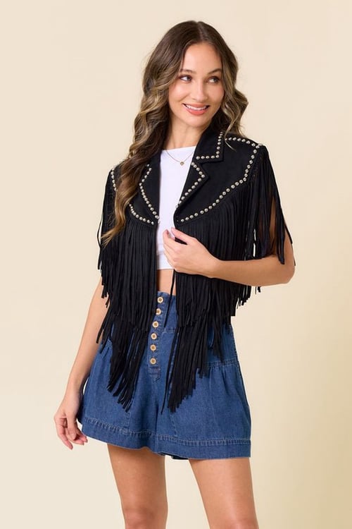 Image of BLACK STUDDED SHRUG
