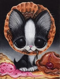 Ice Cream Sundae Tuxedo Cat Art Print